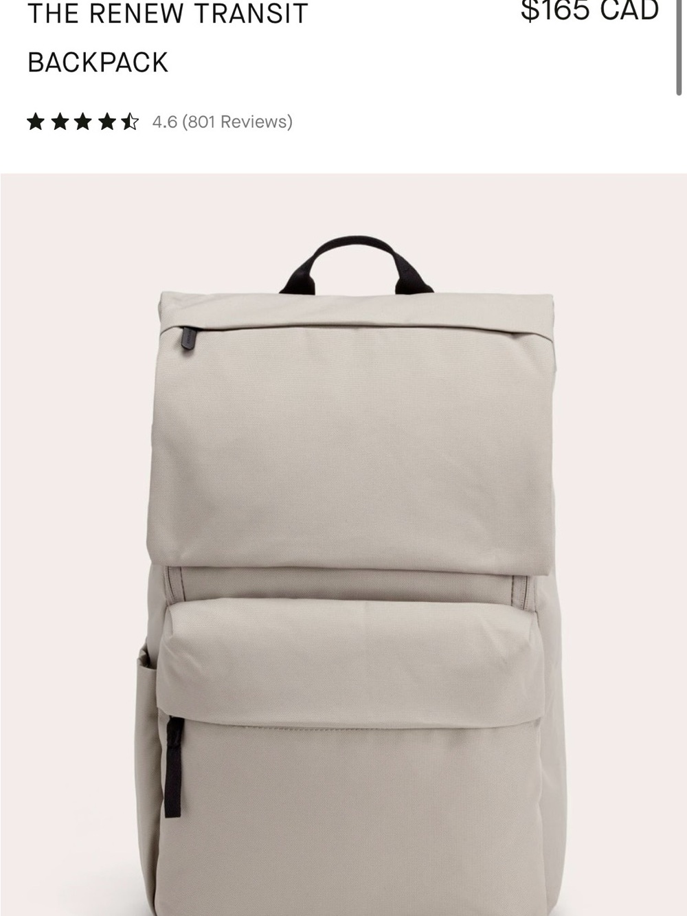 Everlane The Renew Transit Backpack (unisex, warm quartz)